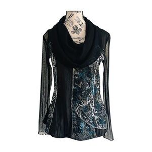 Terra Nostra Mesh & Velvet Patchwork Top – Whimsigoth Dream | US M
